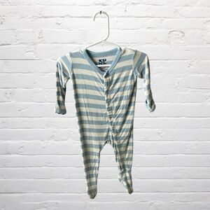 Kickee Pants // Blue and White Stripe Bamboo Footie
